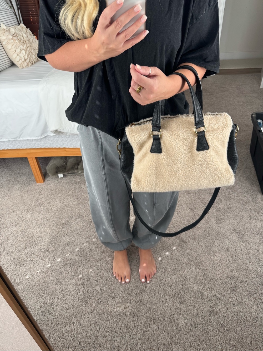 Maurizio Taiuti Italian Leather & Shearling Bag